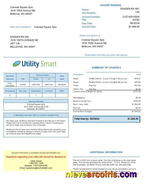 USA Arizona Utility Smart business utility bill